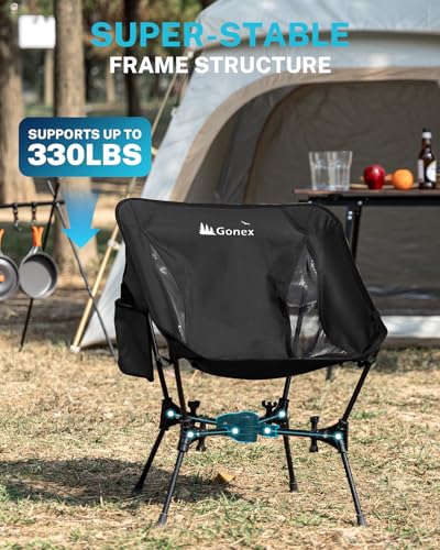 Gonex Portable Camping Chair, The 5th Gen Ultralight Compact Backpacking Foldable Lightweight Folding Chair for Outdoor Ca...