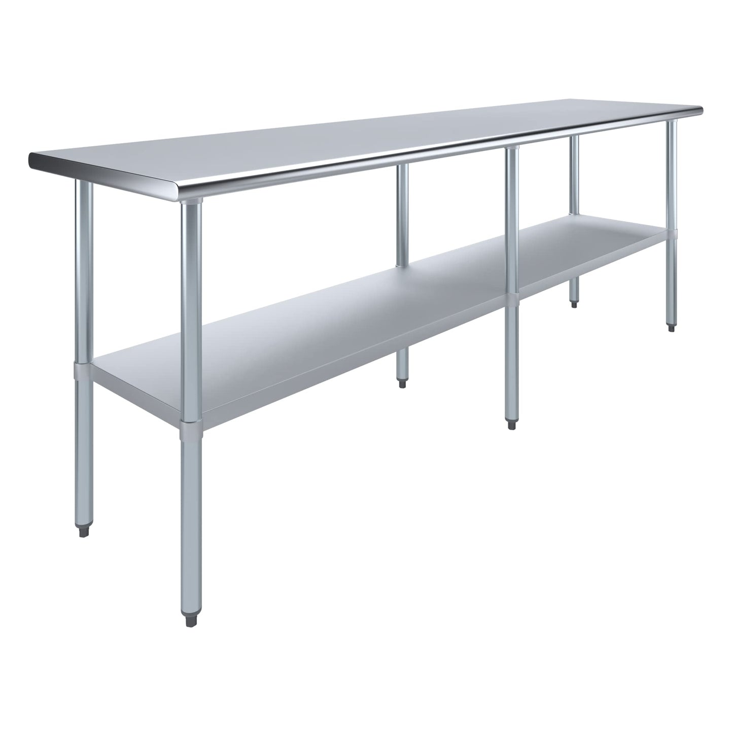 AmGood 24 in. x 96 in. Stainless Steel Work Table | Metal Kitchen Food Prep Table | NSF