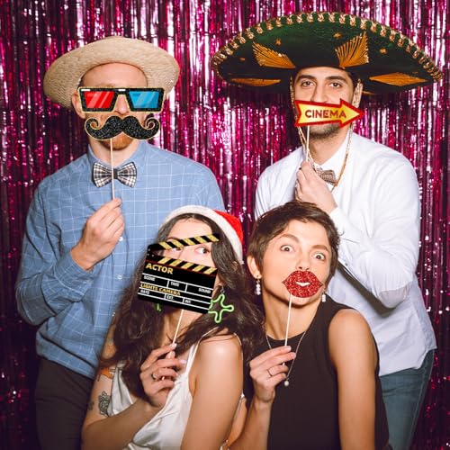 Movie Night Supplies Photo Booth Props Hollywood Photobooth Props for Movie Theater Themed Red Carpet Birthday Party Favor...