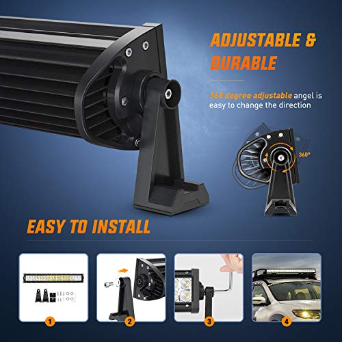Nilight - 70003C-A 22" 120w LED Light Bar Flood Spot Combo Work Light Driving Lights Fog Lamp Offroad Lighting for SUV Ute...