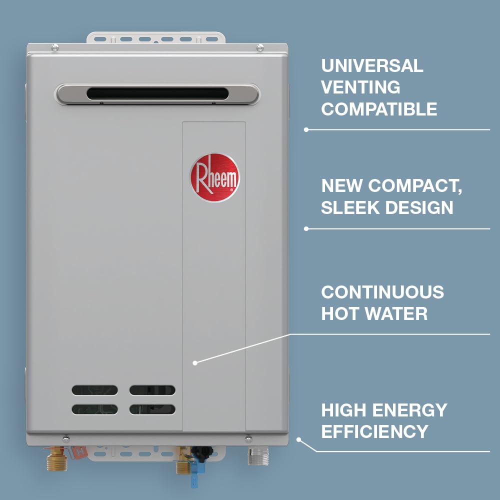 Rheem RTG-84XLN-3 High Efficiency Non-Condensing Outdoor Tankless Natural Gas Water Heater 8.4 GPM, 180,000 BTUs