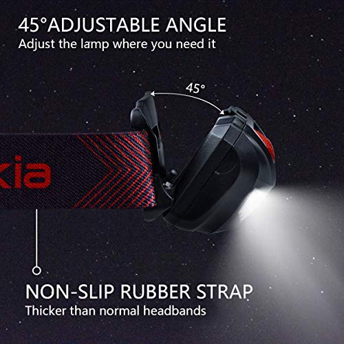 Vekkia Ultra Bright LED Headlamp Flashlight (2 Pack), White and Red Light Headlight with Adjustable Headband, IPX6 Waterpr...