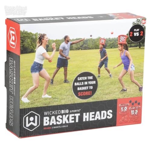 Wicked Big Sports Inflatable Basket Heads, Funny Basketball or Toss Game for Outdoor or Indoor Play, Red (1913)