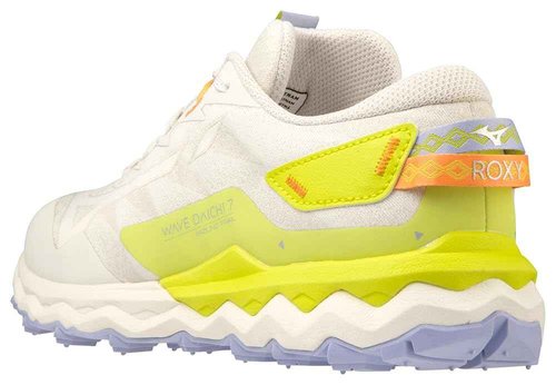 Mizuno Women's Wave Daichi 7 Roxy Running Shoe, Snow White-Limeade, 7