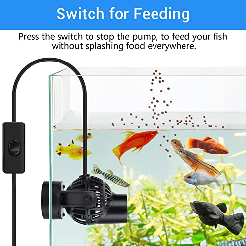 hygger Wave Maker with Controller for Feeding, 1320 GPH Ultra-Silence Aquarium Powerhead with Strong Magnet Suction Base f...