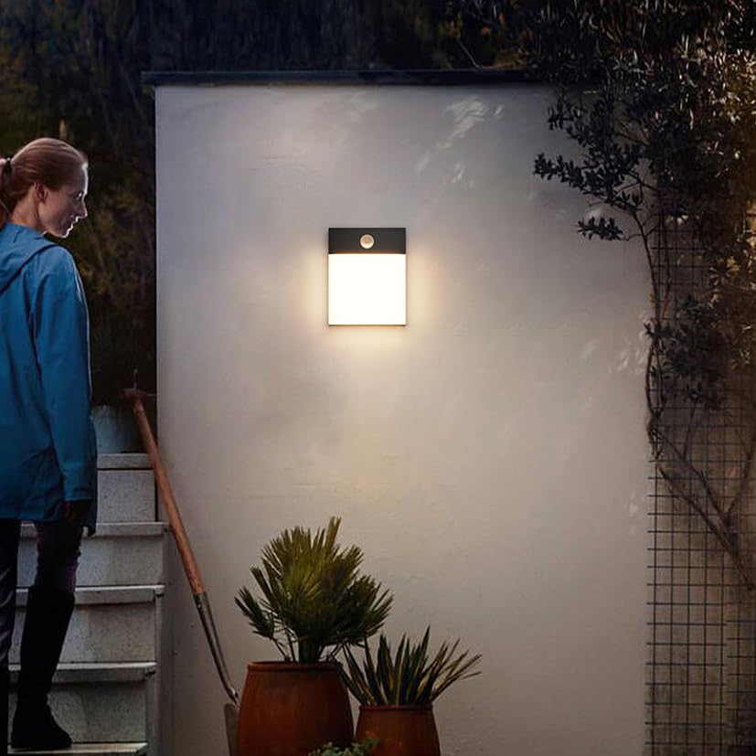Aoceley 2-Pack Modern Outdoor Led Wall Light with Motion Sensor,24W 3000K Wall Porch & Patio Lighting,IP65 Waterproof Hardwired Exterior Aluminum Wall Lamp for House Yard Hallway Garden Garage(Black)