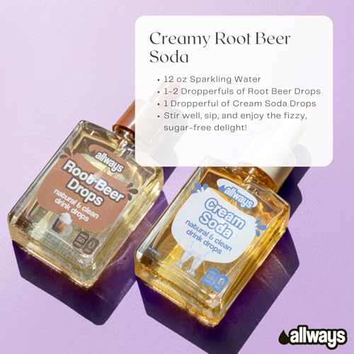 Allways Drops Natural Root Beer Water Flavoring Enhancer | Sugar-Free, Zero Calories, Monk Fruit Sweetened | Sustainable G...