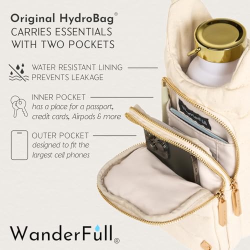 WanderFull® Original HydroBag® Collection, Water Bottle Holder, Gift for Women, Mom, Girlfriend, w/Strap & Phone Pocket, H...