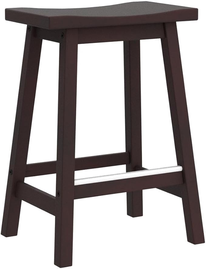 PayLessHere Bar Stools Set of 2, Wooden Saddle Stools 24 Inch Heigh, Bar Chairs Seat with Footrests and Industrial, Kitchen Counter Stools for Restaurant, Bistro Bar and Home Dining