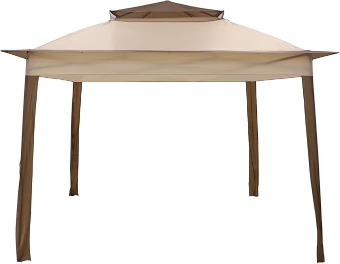 INTER HUT 11x11 Replacement Gazebo Top Only, Pop up Canopy Tent Top with Air Vent Sunshade Polyester Top Cover, Beige