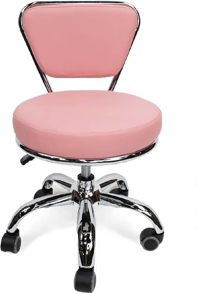 MAYAKOBA Dayton Garage Rolling Seat (Pink) Pneumatic, Short Stool with Adjustable Height 13"-15", Perfect for Garage Task, Home Cleaning, Bathroom Short Seat, Technician Task