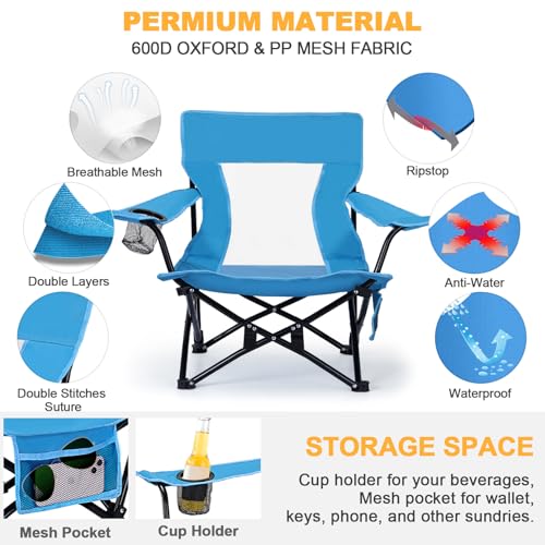 Joyfair Beach Camping Chair (2 Pack), Outdoor Folding Chair for Adults, Heavy Duty Portable Chair with Armrest for Outside...
