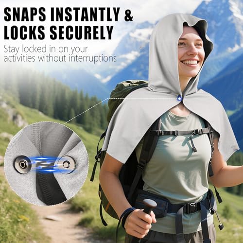 AOPREL Cooling Hoodie Towel Magnetic Lock Towels for Neck and Face UV Protection, Moisture-Wicking for Camping Gym and Yoga