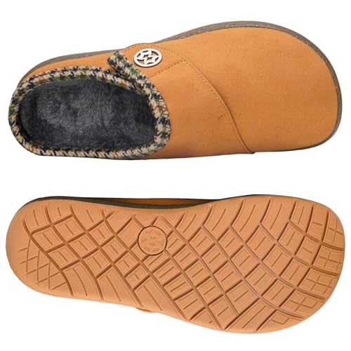 Eagsouni Women's Men's Wide Width Slippers Suede Fuzzy Slippers Winter Warm Fur Lined Slip on House Shoes Outdoor with Rem...