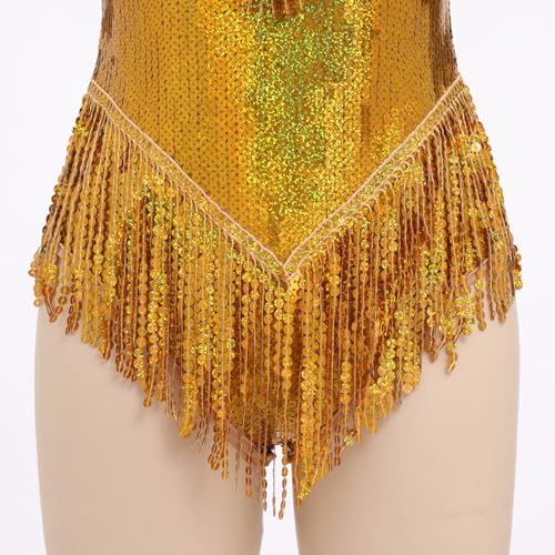 IDOPIP Women Sequin Fringe Bodysuit Sparkly Tassel Leotard Romper Women's Latin Dance Dress Sexy Festival Rave Party Outfits