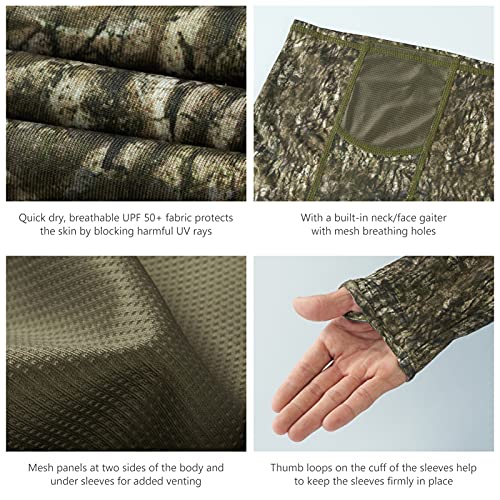 BASSDASH Men's UPF 50+ Camo Long Sleeve Hunting Fishing Hoodie Shirt