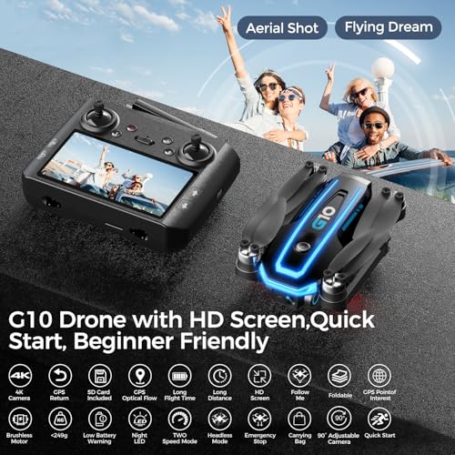 GPS Drone with 4K HD Camera for Adults,4.5 inch HD Screen on Remote Controller,FPV RC Drones with Auto Return, Follow Me a...