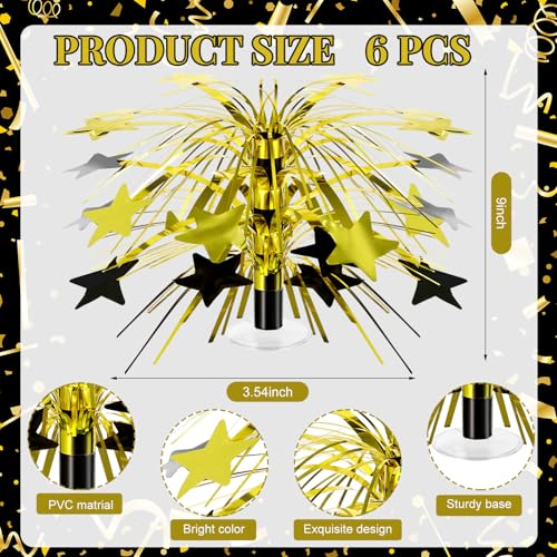 Memorywuu 6 Pcs Black and Gold Foil Spray Centerpieces for Tables Metallic Star Table Decorations for Birthday Party Favor...