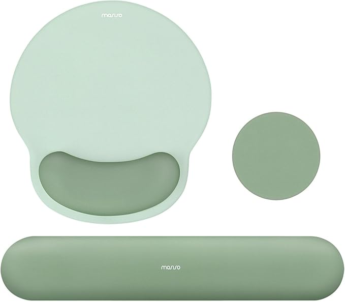 MOSISO Wrist Rest Support for Mouse Pad&Keyboard Set, Circle Curved Ergonomic Mousepad&Coaster Non-Slip Base Home/Office P...