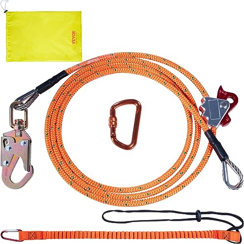 VEVOR Steel Core flipline, 1/2" x 12' Arborist Flipline, Flip Line for Tree Climbing with Alloy Steel Snap Hook, Aluminum ...