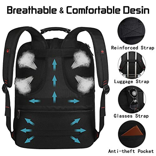 18.4 Laptop Backpack for Men, 55L-60L Extra Large Gaming Laptops Backpack with USB Charger Port, TSA Friendly Flight Appro...