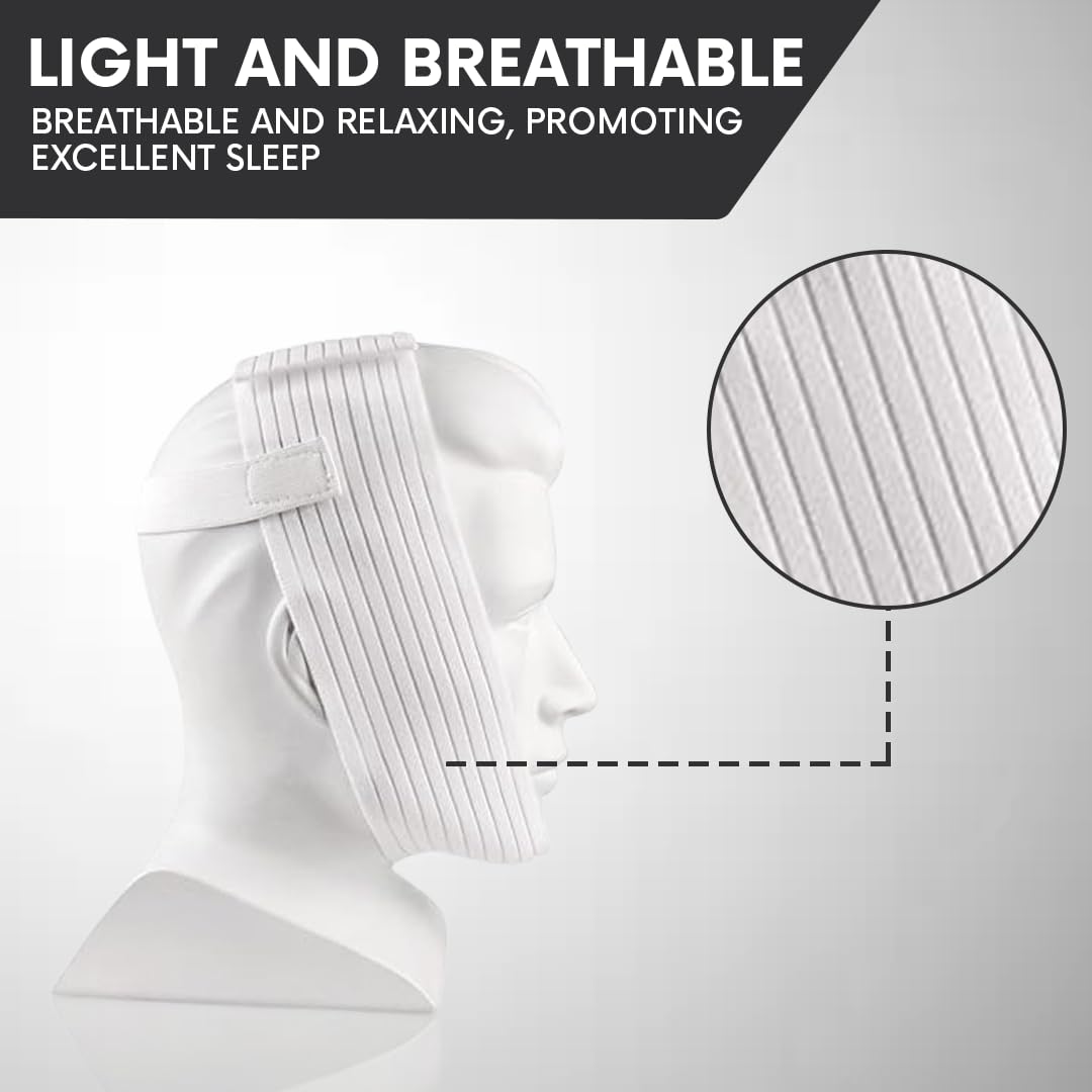 Bistras Super Deluxe White Chin Strap with Extra Support- Anti Snore Chin Strap (2 pk)