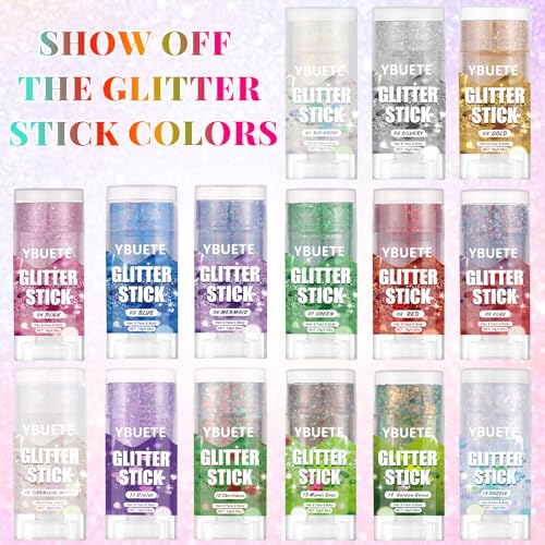 YBUETE Violet Face and Body Glitter Stick for Sparkling Makeup, Hair Glitter Accessories for Women, Highlighting Stick for...