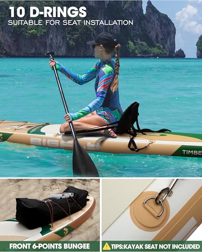 Bigfly Inflatable Stand Up Paddle Board 11’*34”*6”, Blow Up Paddle Board for Adults,with Detachable Fins, Pump, Floating P...