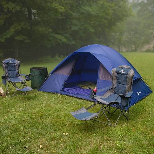 Camping Tent - Water-Resistant Cabin Style Outdoor Shelter with Built-in Screen Tent and Carrying Bag by Wakeman Outdoors