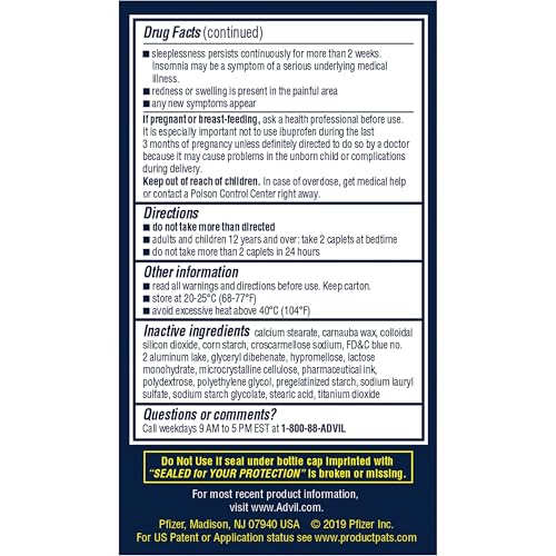 Advil PM Pain Reliever and Nighttime Sleep Aid, Ibuprofen for Pain Relief and Diphenhydramine Citrate for a Sleep Aid - 120 Coated Caplets and Pain Reliever and Fever Reducer, 10 Count Tablets