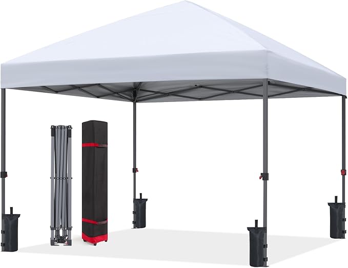 ABCCANOPY Pop Up Canopy - Outdoor Patio Portable Canopy Tent Heavy Duty for Backyard and Deck with 4 Sandbags(White, 10x10)