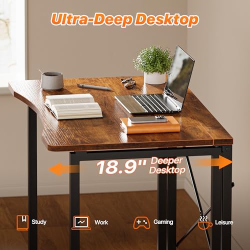Huuger Folding Desk for Small Spaces, 31.5 Inch Foldable Computer Table, for Home Office, Study, Bedroom, Dorm, Space Savi...