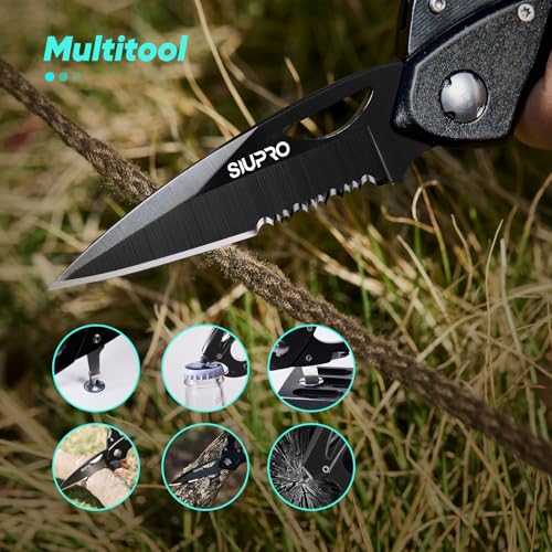 Multitool Carabiner Knife, Pocket Knife for Men with Bottle Opener, Window Breaker and Screwdriver, Tactical Survival EDC ...