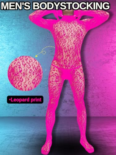 EHSUYAB Rave Outfits For Men, Festival Party Clubwear, Leopard One Piece Full Lace Jumpsuit, Sexy Lingerie Costume Bodysuit