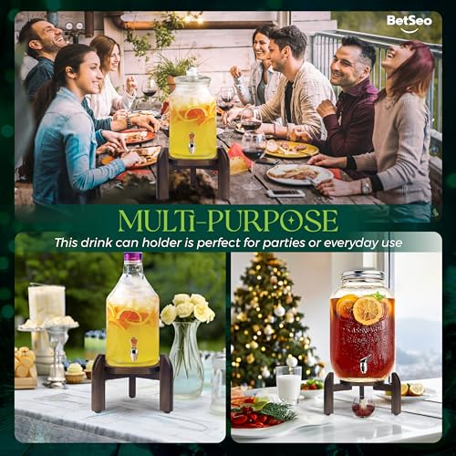 Drink Dispenser Stand Adjustable Width from 8" to 11.2" Wide - Beverage Jar and Water Plastic Jug Holder - to plant flower...