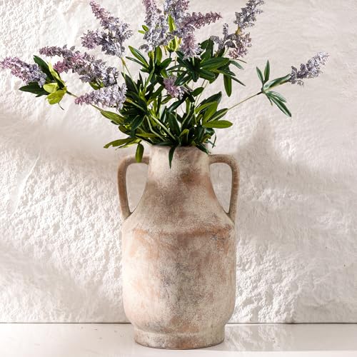 Mitt&Ditt Ceramic Flower Vase with Handles, 11 inch Tall Vase for Centerpieces, Large Decorative Terracotta Vases, Farmhou...