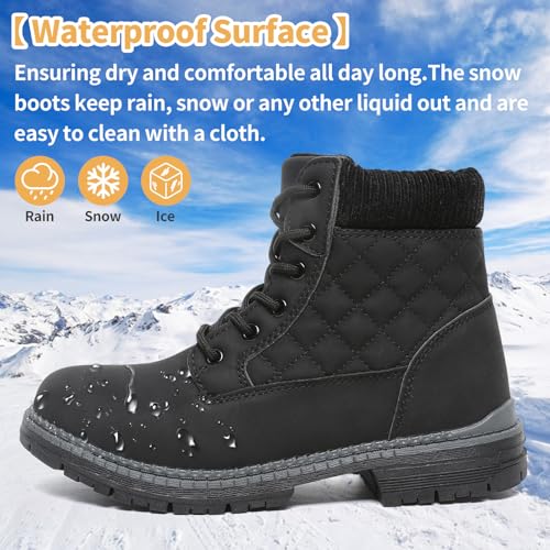 Winter Hiking Boots Women Waterproof Snow Ankle Booties Work Boots Warm Fur Lined Trekking Shoes Winter Lace up Booties fo...