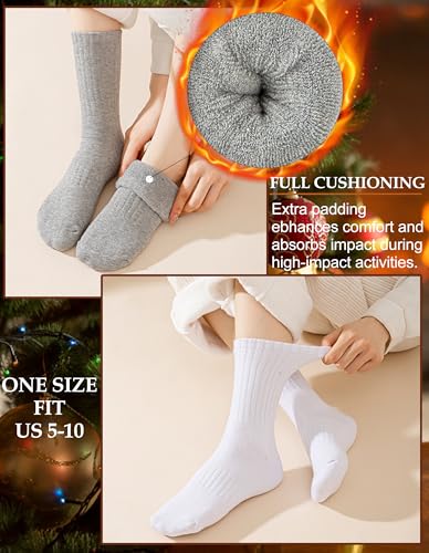 MOSOTECH 5 Pairs Wool Hiking Socks for Women Warm Winter Thermal Thick Cushioned Cozy Boot Work Soft Ladies Socks, Size 5-10