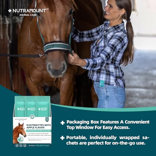 Nutramount Equine Electrolytes Supplement with Apple Flavor, Replenish Lost Minerals & Support Hydration for Horses During...