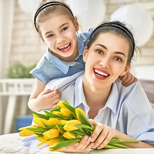 Dazzhues 2 Count Simple and Chic Headbands, Plastic Hair Styling Headband with Non-slip Double Row Teeth Design for Women,...