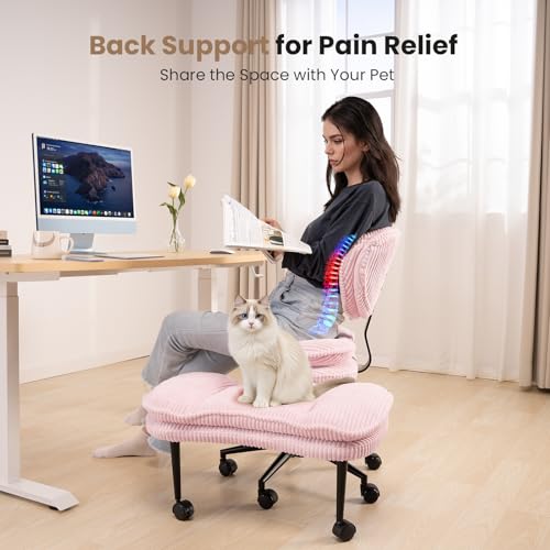 Cross Legged Office Chair, Ergonomic Cloud Criss Cross Desk Chair, Meditation Chair with Wheels, Height Adjustable Seat fo...