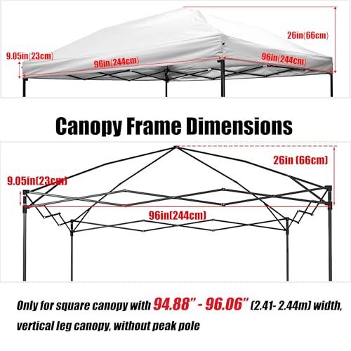 8x8 Canopy Replacement Top, Replacement Cover for 8x8 Pop Up Canopy Tent (Top Cover Only) White