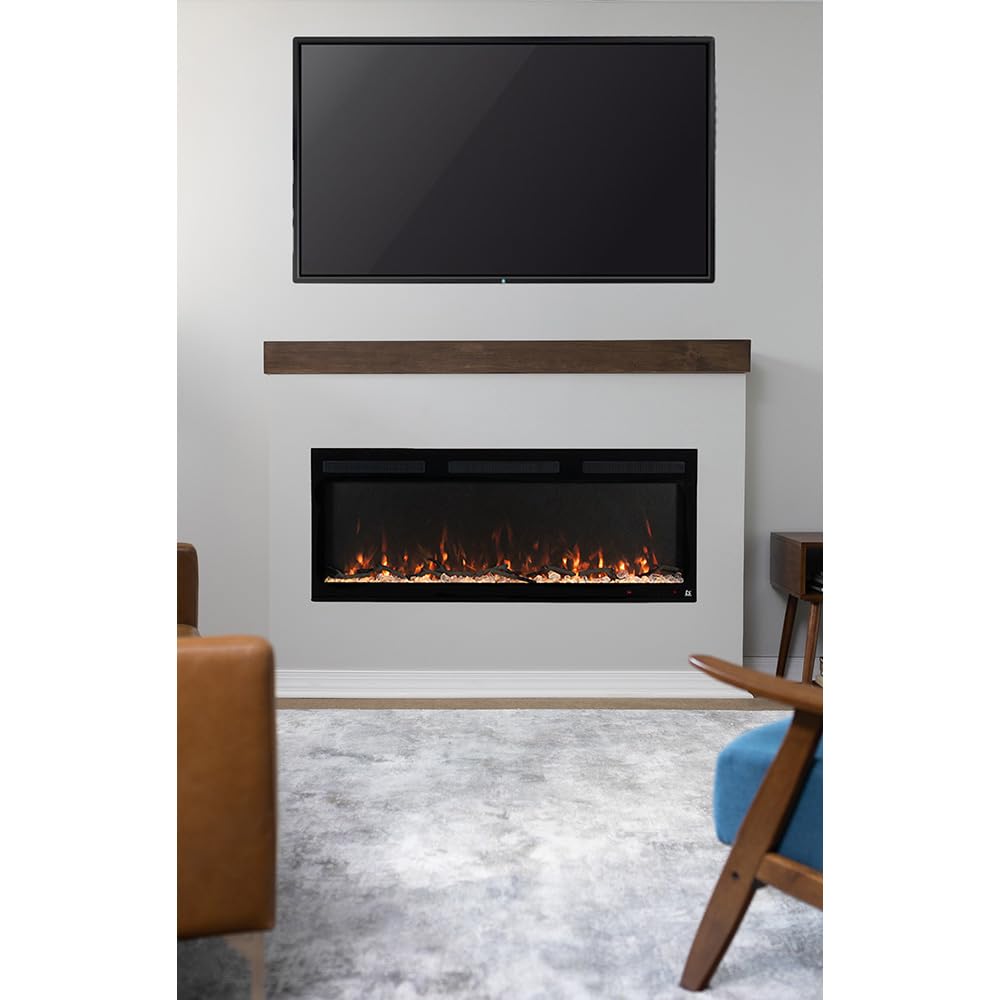 Touchstone Smart Electric Fireplace-The Fury 46" Wide- 4.5" Thin in Wall Recessed-100 Realistic Flame/Ember Bed Color Combos-1,500W Heater-Larger Viewing Area-Alexa/WiFi Enabled