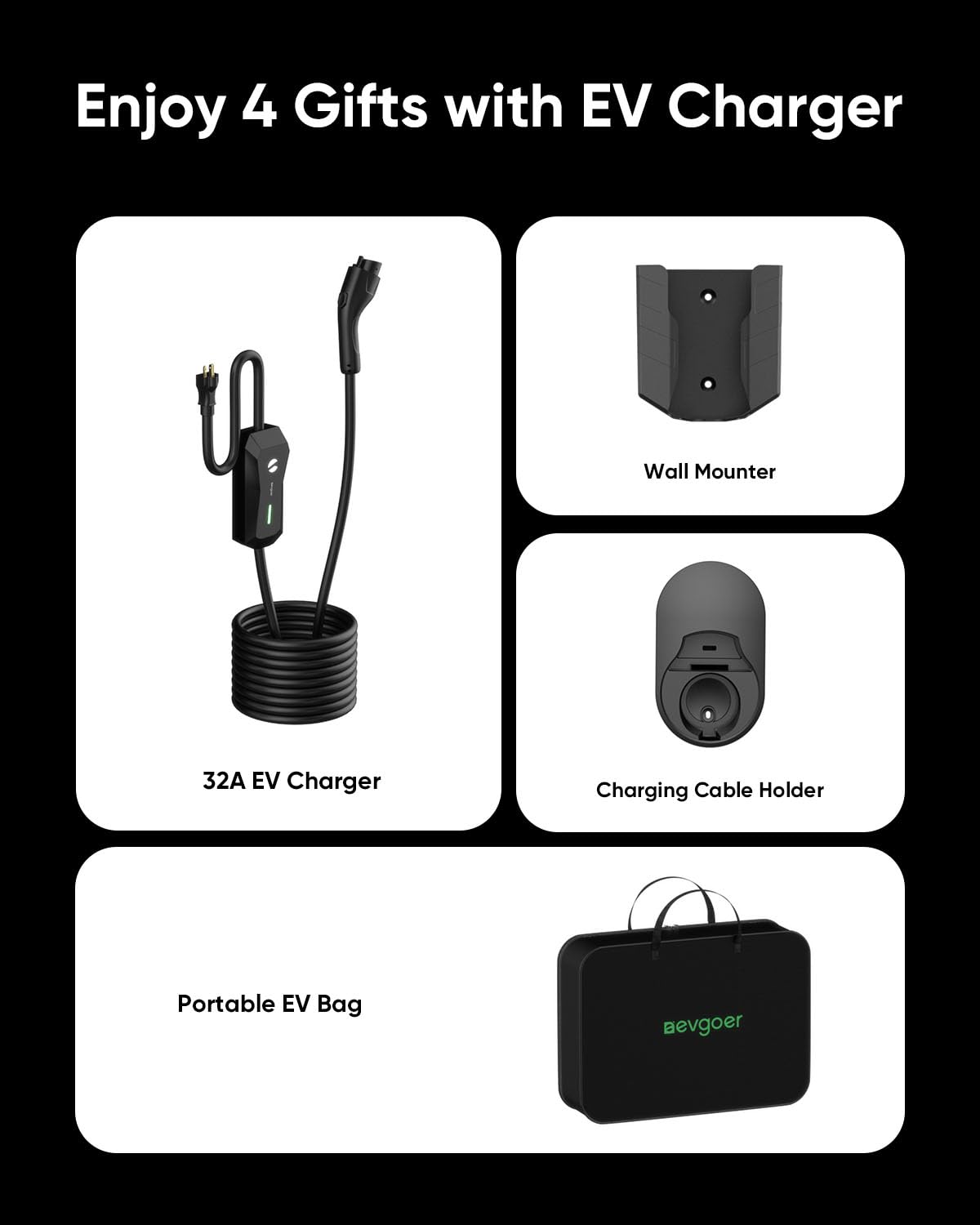 EG evgoer 32A Level 2 EV Charger with Smart APP Control & 25FT Cable - NEMA 14-50P Plug, Portable Electric Vehicle Charging Station with Cable Holder (EVSE Included)