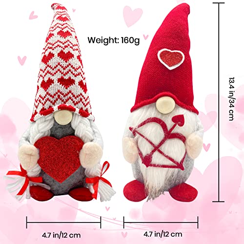 Teeker Valentines Day Decor - Valentines Day Decorations - Red Valentine Couple Plush Gnomes Decorations for Home, Indoor,...