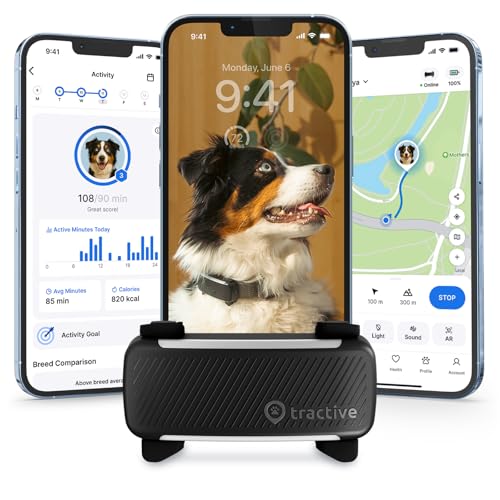 Tractive Smart Dog GPS Tracker | Live Pet Tracker with Virtual Fence | Vital Signs Monitoring of Heart & Respiratory Rate...