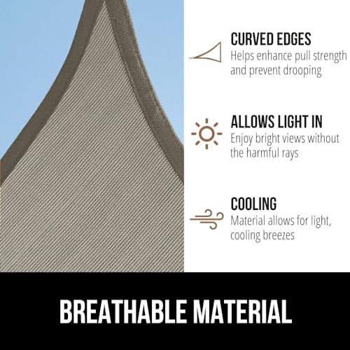 GORILLA GRIP Heavy Duty Sun Shade, UV Protection Fade Tear and Rust Resistant Rectangle Sunshade Canopy, Curved Edges Bloc...