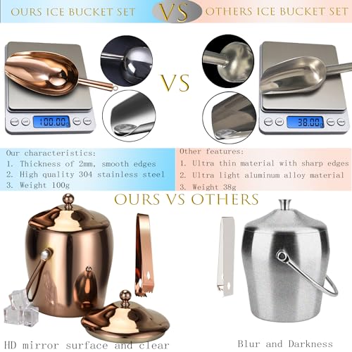 Ice Bucket with Lid, Scoop, IceTong,Stainless Steel Double-Wall Wine Ice Buckets for Parties,Beer and Wine Bucket,Bucket f...
