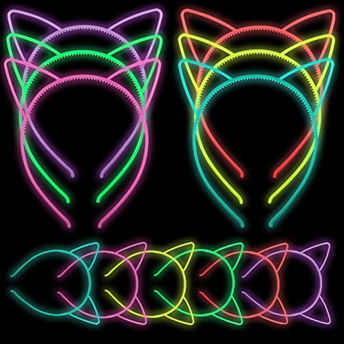 Suyegirl Glow in The Dark Party Supplies Cat Ear Crown Heads for Birthday Party Halloween Party