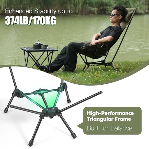 AuroraTrail High Back Folding Camping Chair with Pillow – Lightweight Portable Outdoor Chair with Cup Holder & Carry Bag, ...